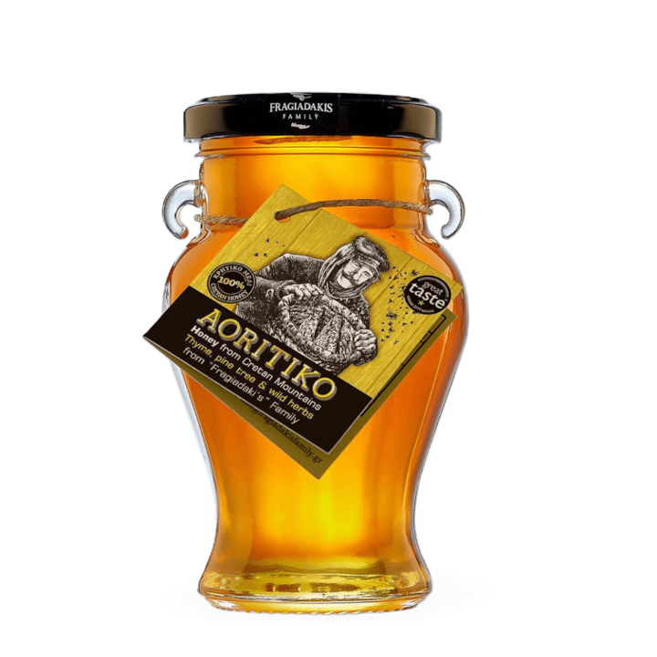 Aoritiko Cretan Honey Amfores-Thyme, Pine Tree and Wild Herbs Glass Jar 8.8oz (250gr)