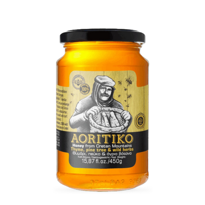 Aoritiko Cretan Honey Thyme, Pine Tree and Wild Herbs Glass Jar 15.9oz (450gr)