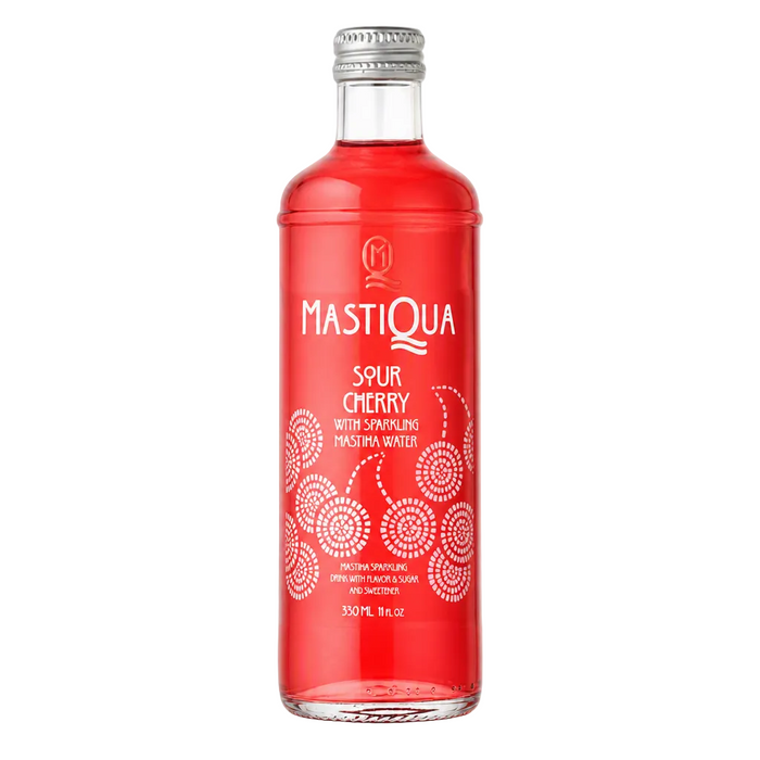 Mastiqua-Sour Cherry with Sparkling Masticha Water NRB Glass 11.2oz (330ml)