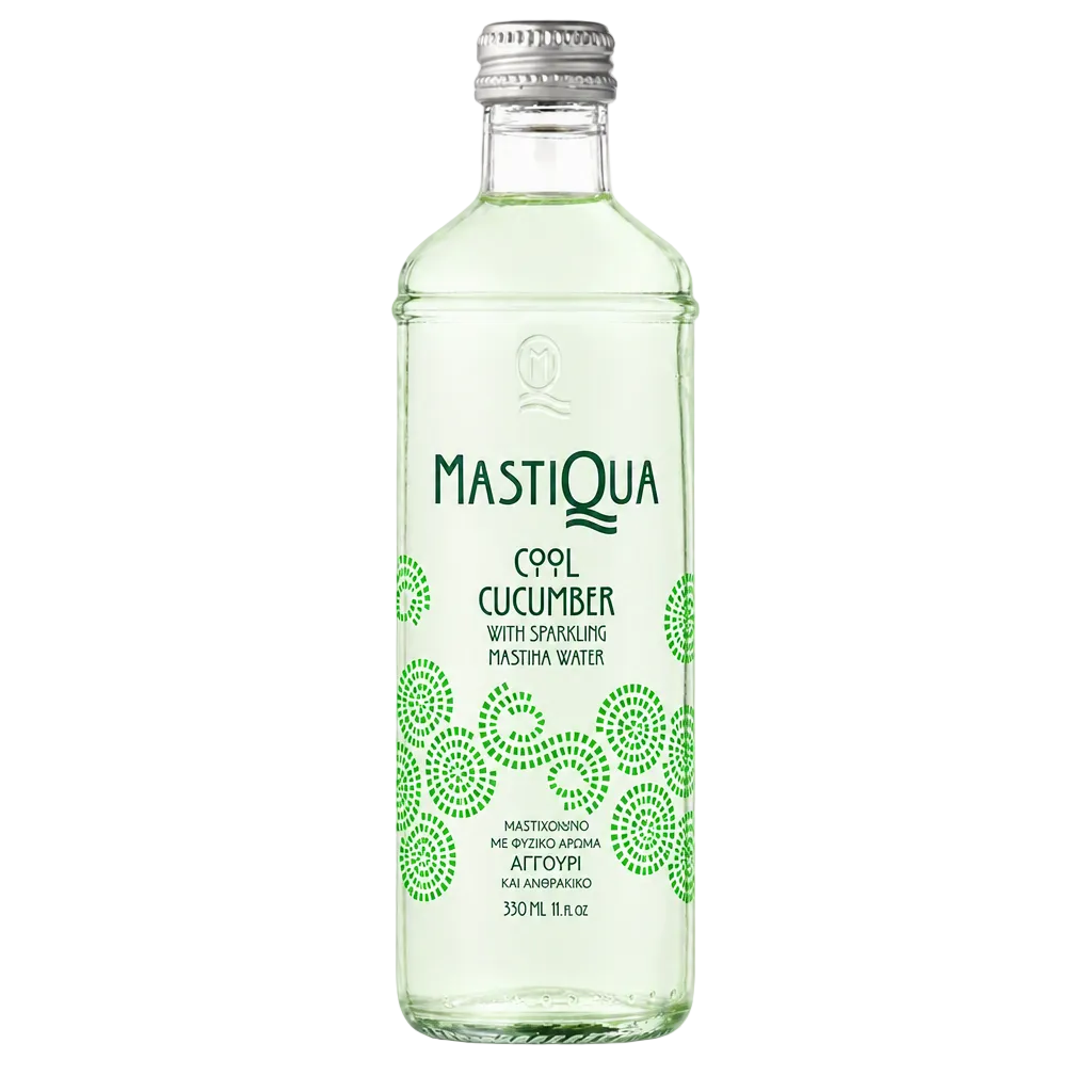 Mastiqua-Cool Cucumber with Sparkling Masticha Water NRB Glass 11.2oz (330ml)